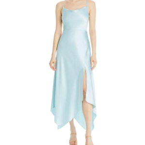 Womens Satin Drape Midi Dress